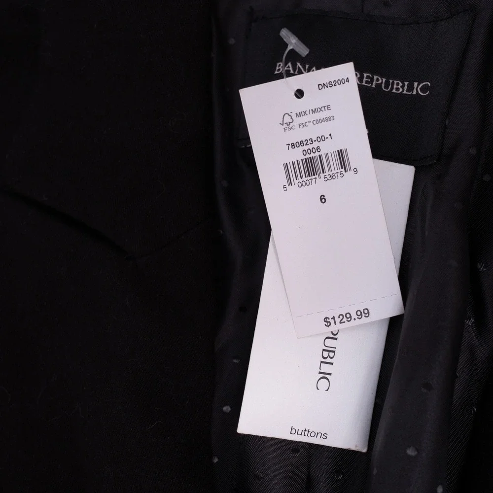 Banana Republic Blazer Womens 6 Black New Long Sleeve Single Button Professional